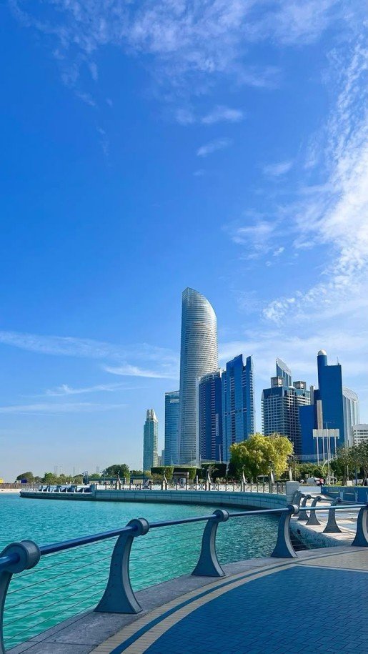 Abu Dhabi city skyline with car recovery services in Abu Dhabi UAE