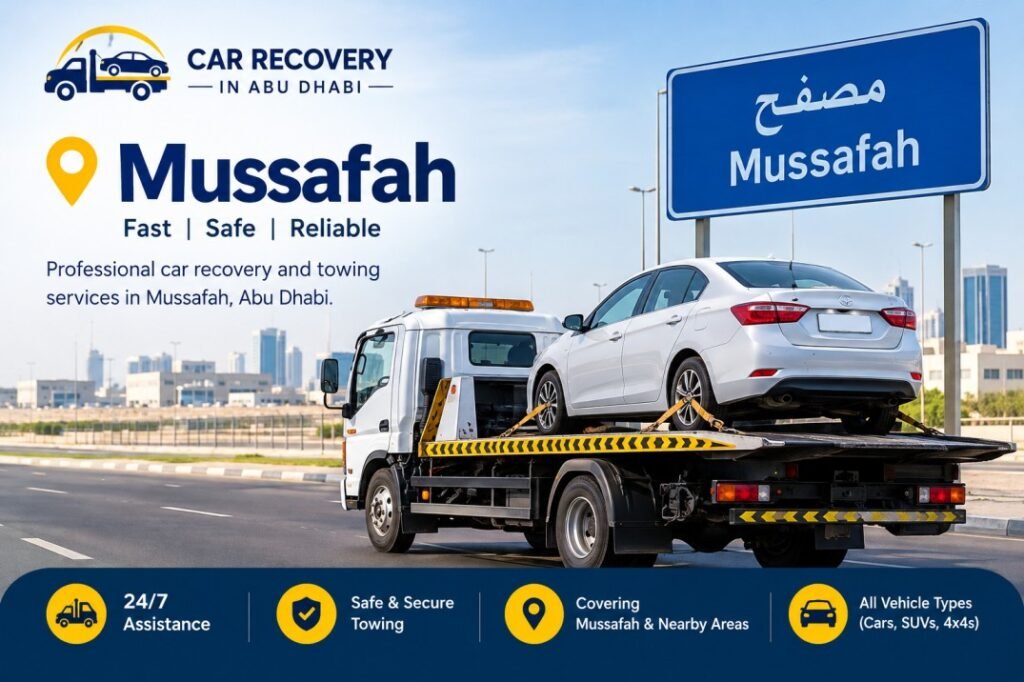 Car recovery and towing service in Mussafah, Abu Dhabi